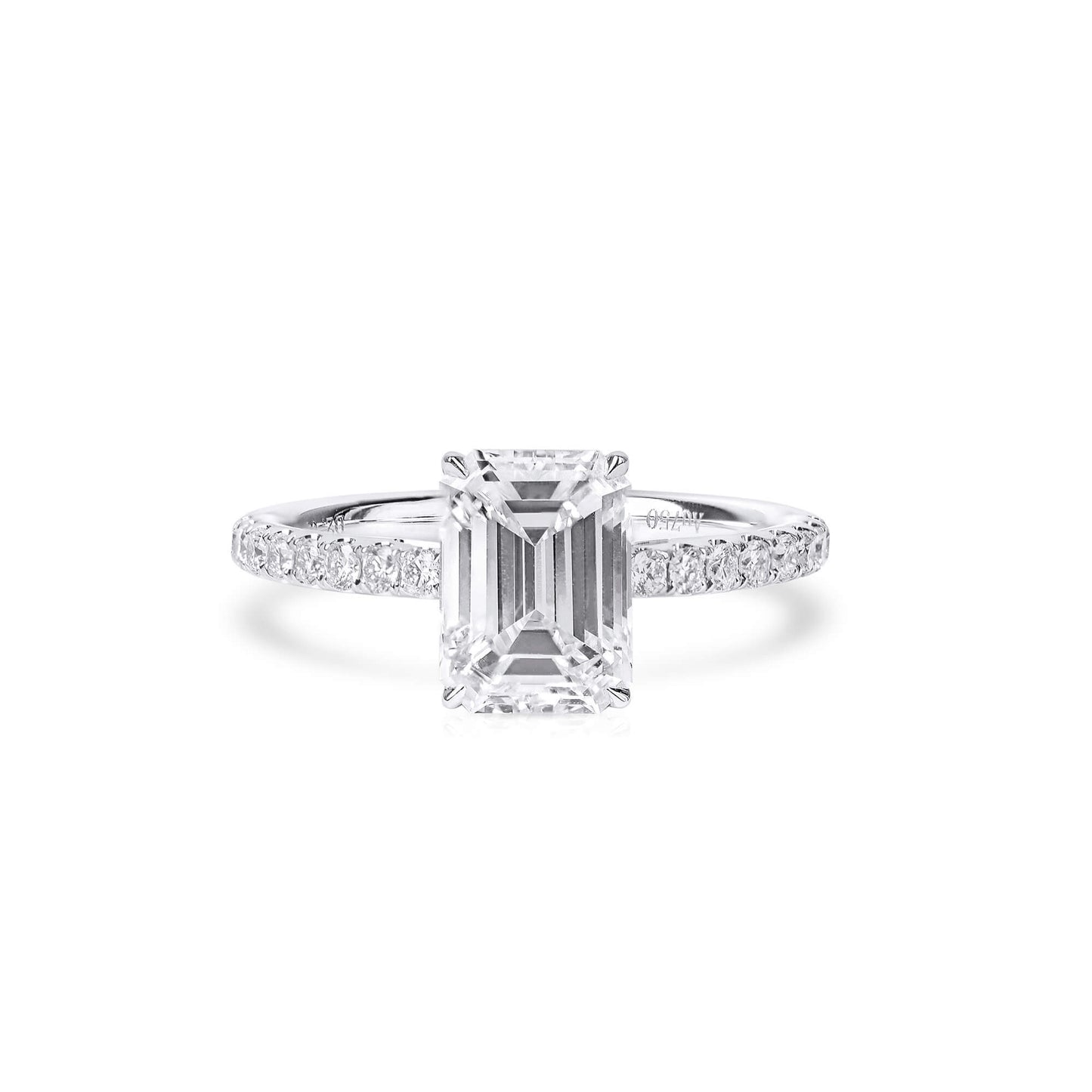 White Diamond Ring, 2.29 Ct. TW, Emerald Shape, GIA Certified