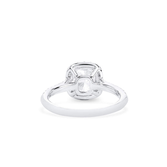 White Diamond Ring, 2.32 Ct. TW, Cushion Shape, GIA Certified
