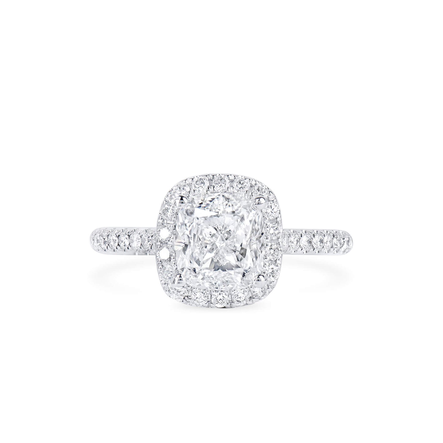 White Diamond Ring, 2.32 Ct. TW, Cushion Shape, GIA Certified