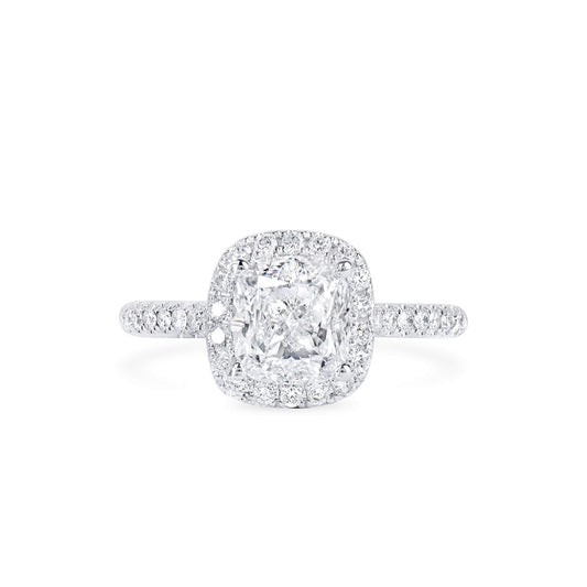 White Diamond Ring, 2.32 Ct. TW, Cushion Shape, GIA Certified