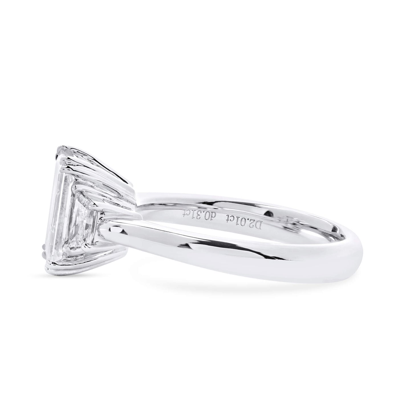 White Diamond Ring, 2.32 Ct. TW, Emerald Shape, GIA Certified