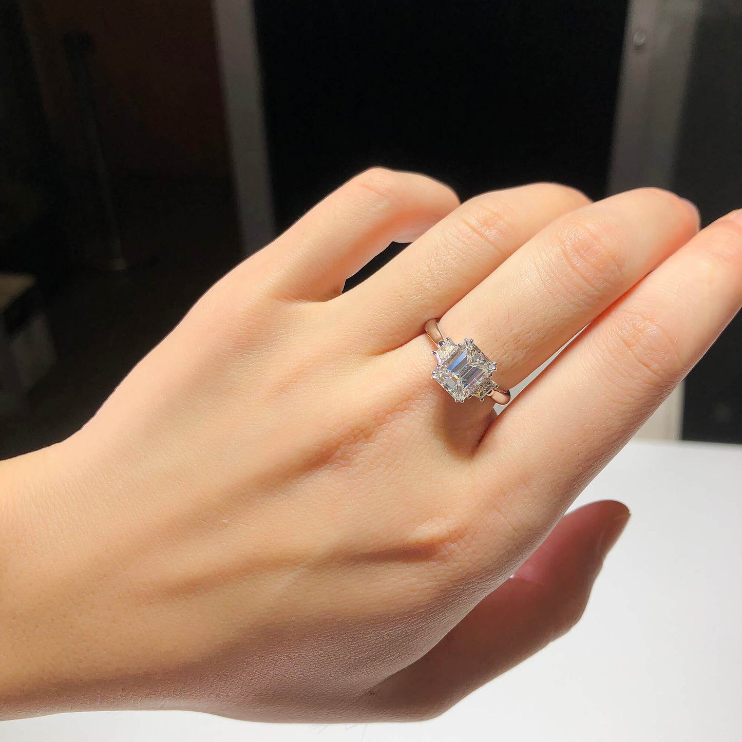 White Diamond Ring, 2.32 Ct. TW, Emerald Shape, GIA Certified