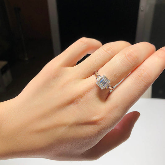 White Diamond Ring, 2.32 Ct. TW, Emerald Shape, GIA Certified