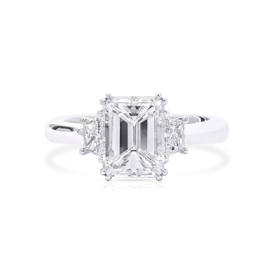 White Diamond Ring, 2.32 Ct. TW, Emerald Shape, GIA Certified