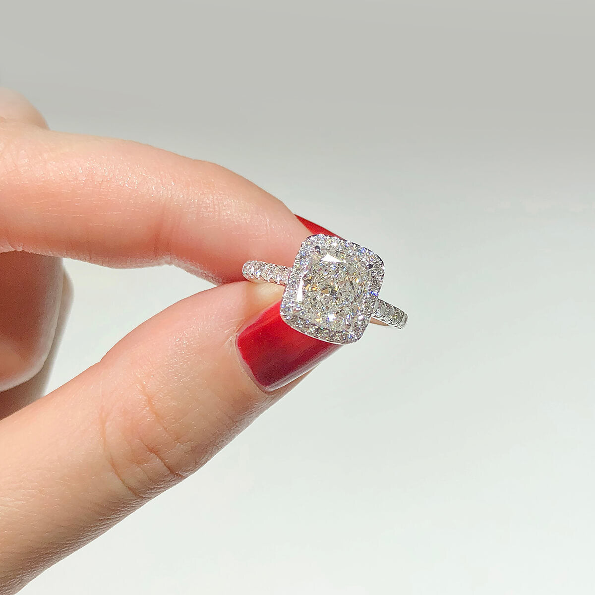 White Diamond Ring, 2.54 Ct. TW, Cushion Shape, GIA Certified