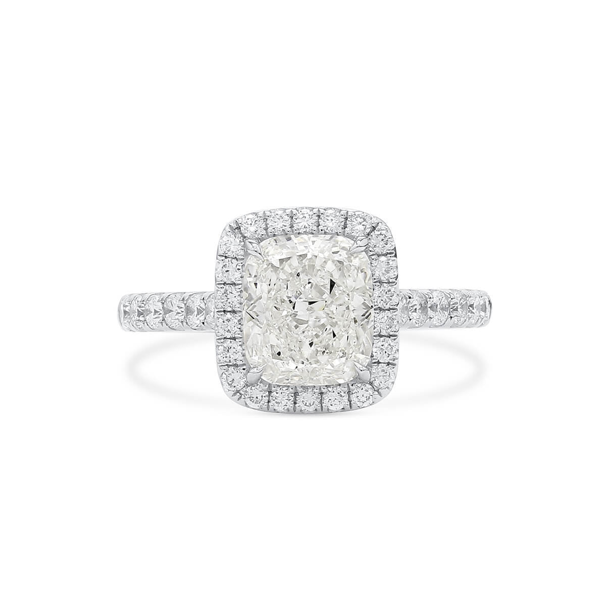 White Diamond Ring, 2.54 Ct. TW, Cushion Shape, GIA Certified