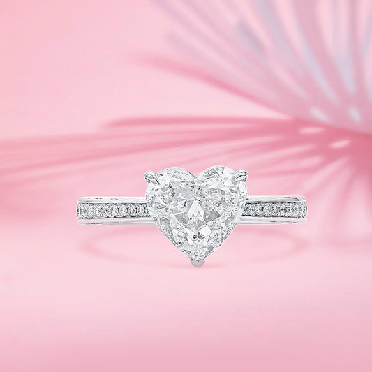 White Diamond Ring, 2.70 Ct. TW, Heart Shape, GIA Certified