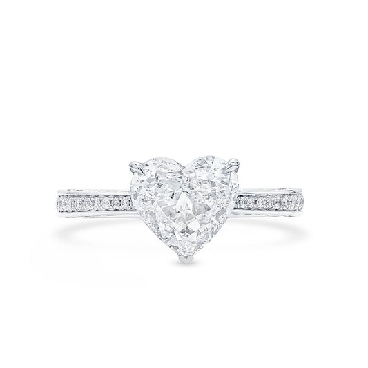 White Diamond Ring, 2.70 Ct. TW, Heart Shape, GIA Certified