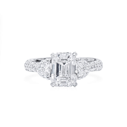 White Diamond Ring, 3.52 Ct. TW, Emerald Shape, GIA Certified