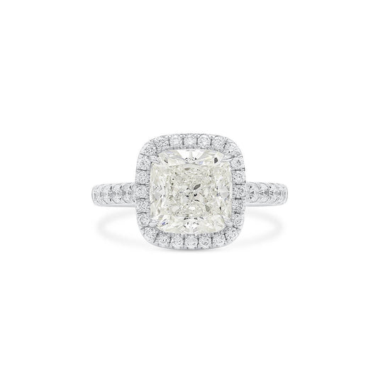 White Diamond Ring, 3.76 Ct. TW, Cushion Shape, GIA Certified