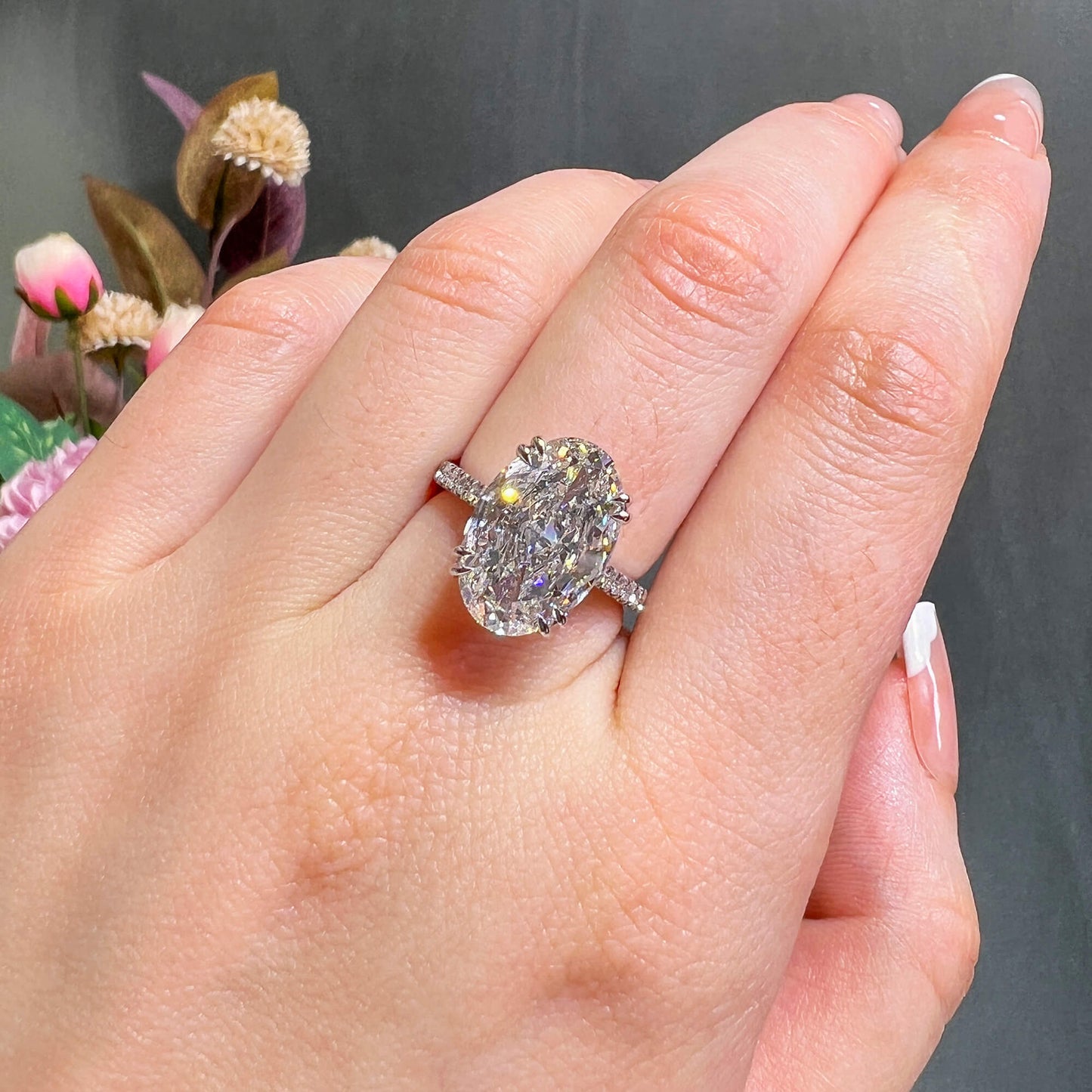 White Diamond Ring, 5.35 Ct. TW, Oval Shape, GIA Certified