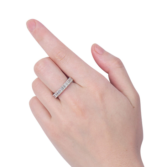 White Diamond & Ruby Eternity Band Ring, 3.69 Ct. (6.24 Ct. TW), Emerald Shape