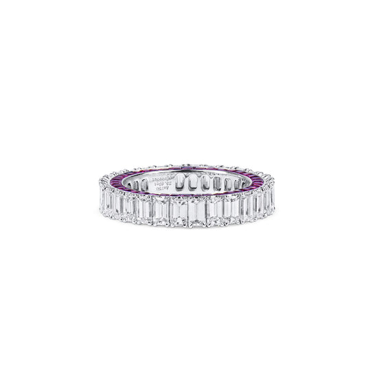 White Diamond & Ruby Eternity Band Ring, 3.69 Ct. (6.24 Ct. TW), Emerald Shape