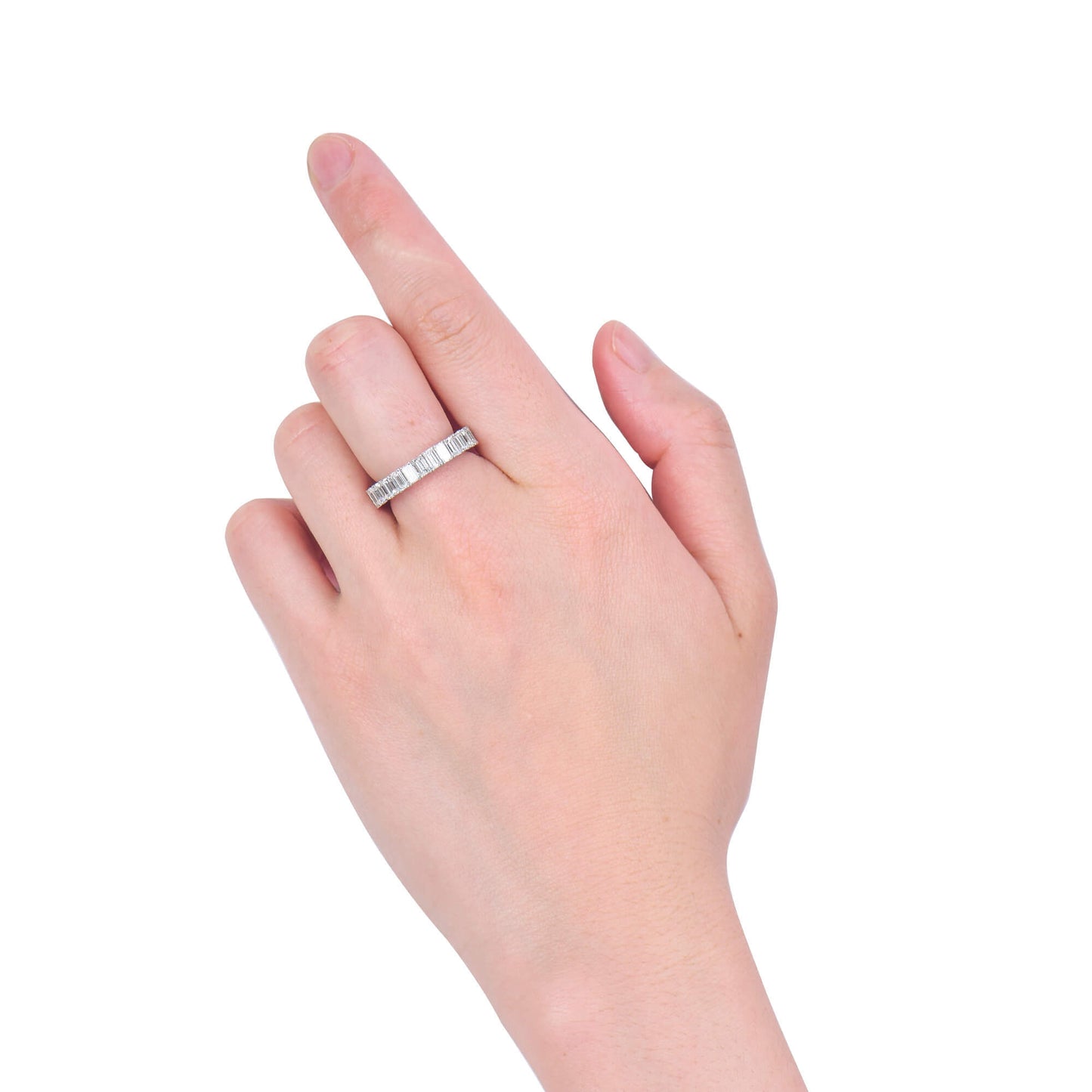 White Diamond & Ruby Eternity Band Ring, 3.78 Ct. (6.46 Ct. TW), Emerald Shape
