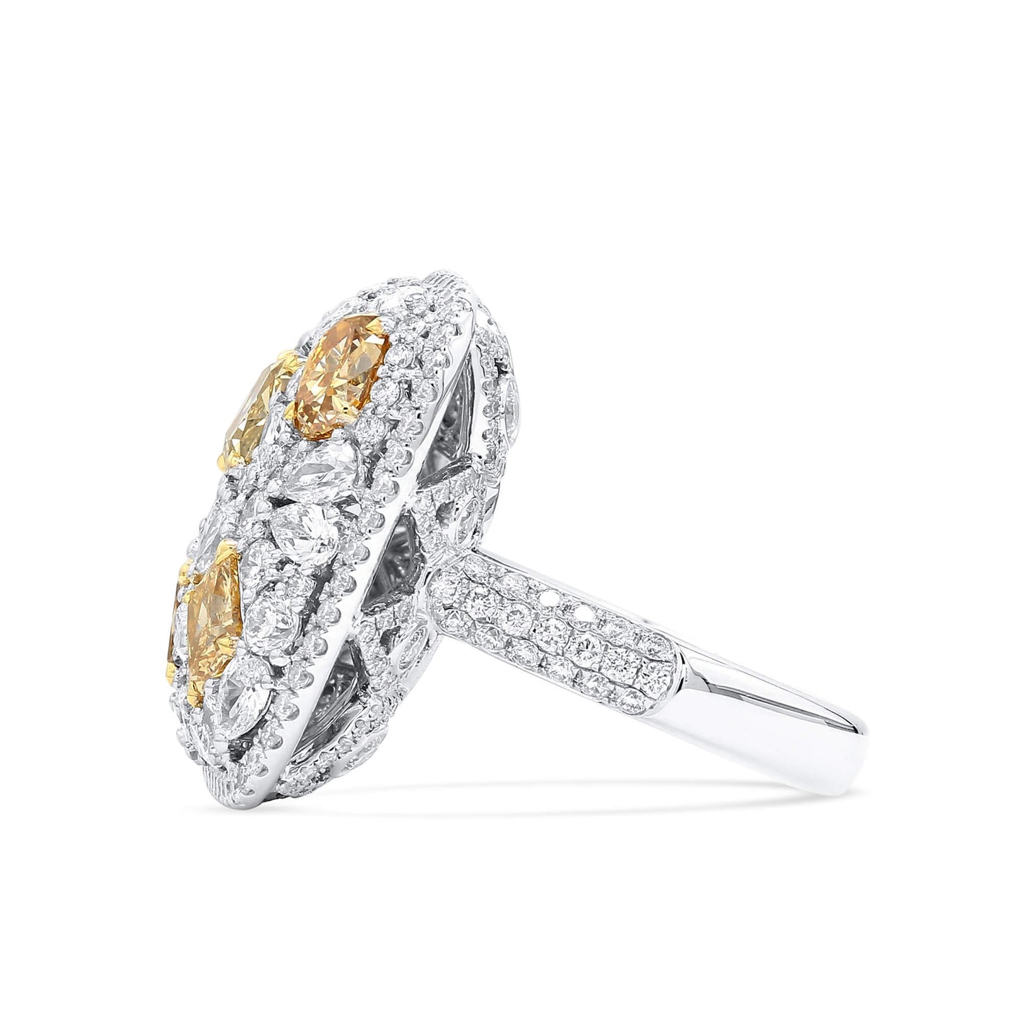 Yellow and White Diamond Ring, 6.39 CT. TW, Multishape