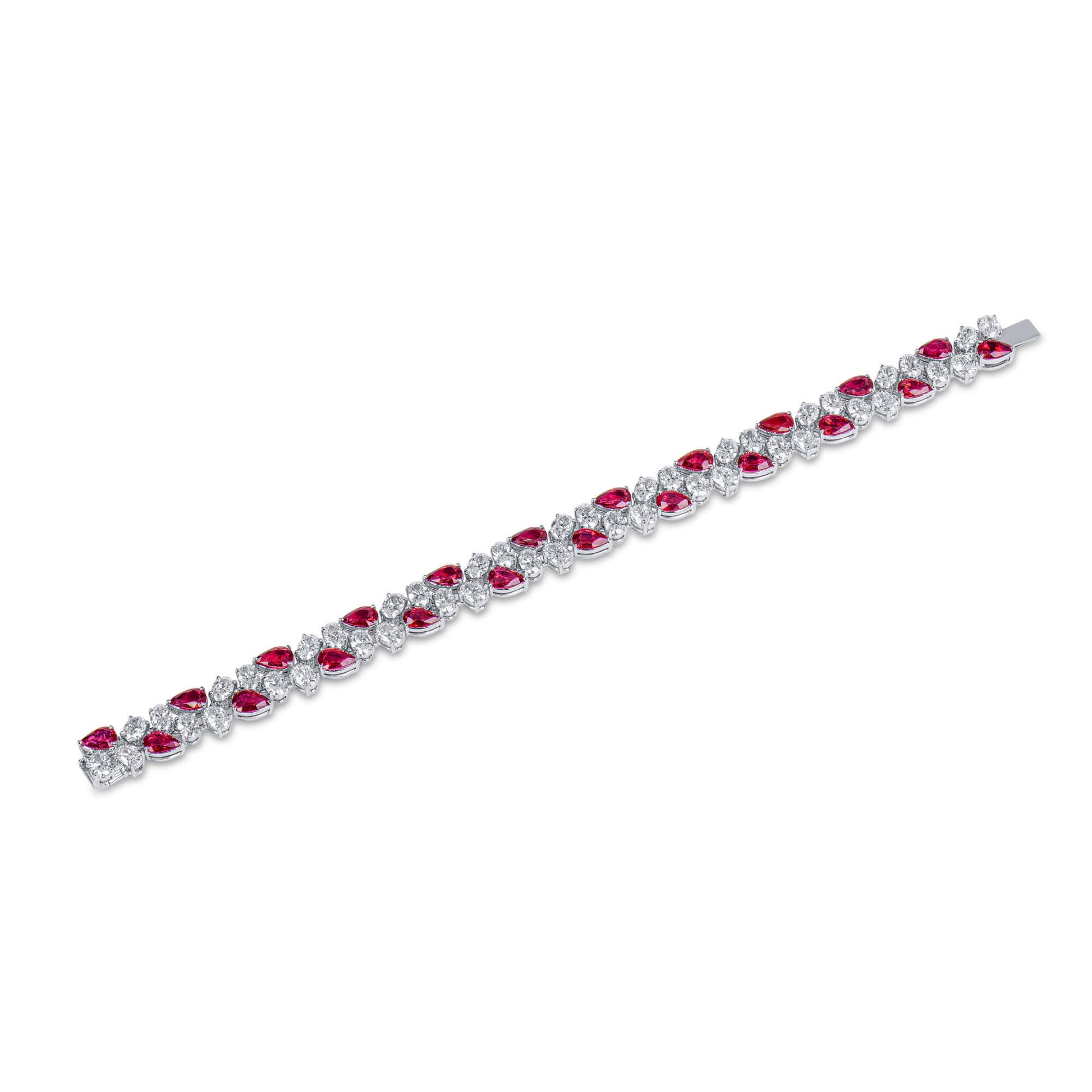 Natural Vivid Red Ruby Bracelet, 19.57 Ct. TW