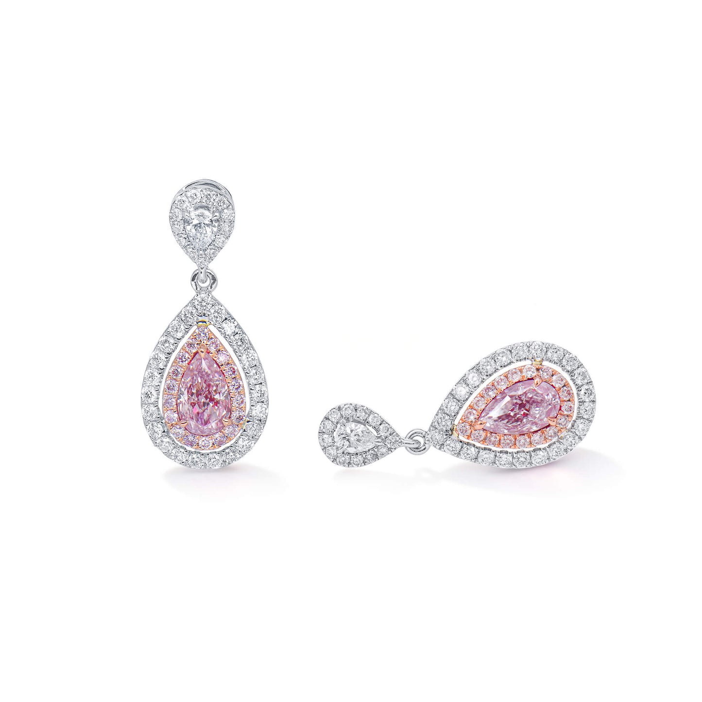 Light Pink Diamond Earrings, 1.34 Ct. TW, Pear shape, GIA Certified