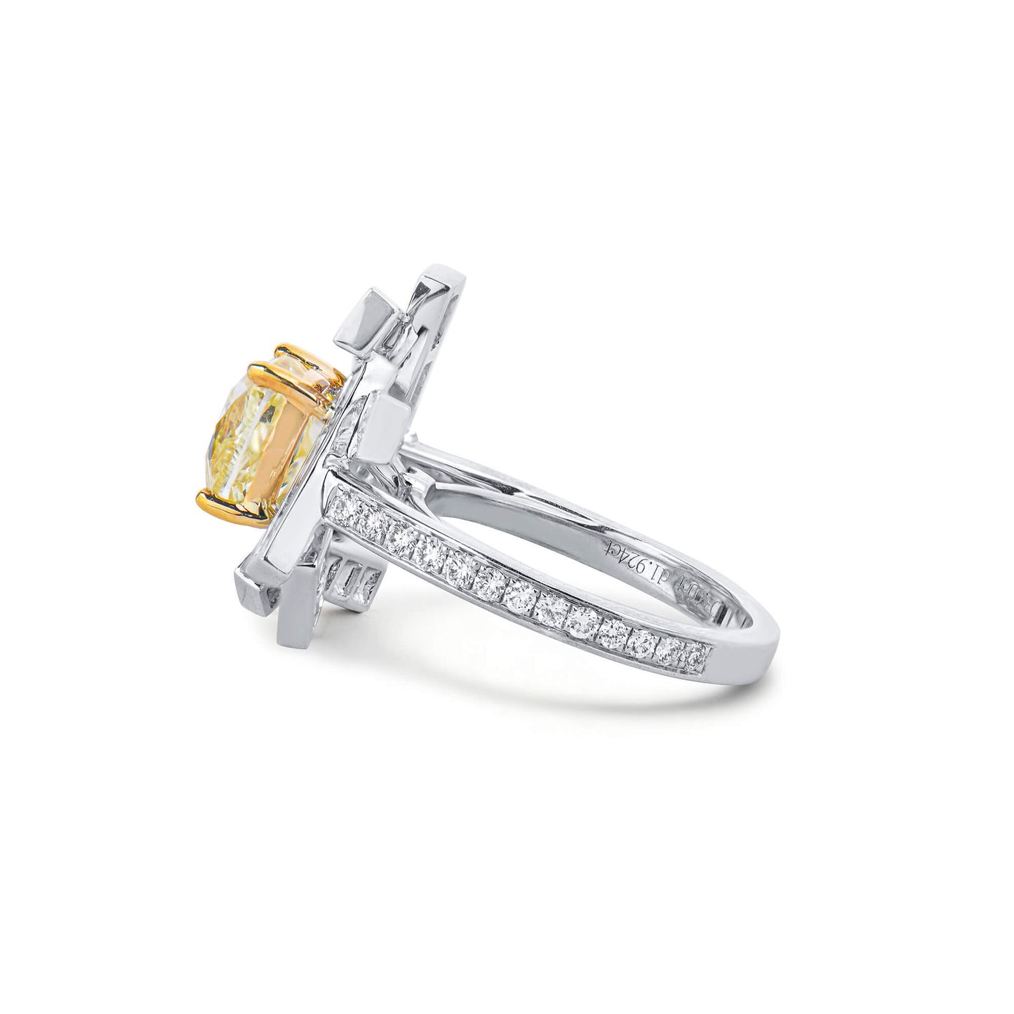 Fancy Yellow Diamond Ring, 4.93 Ct. TW, Cushion shape, GIA Certified