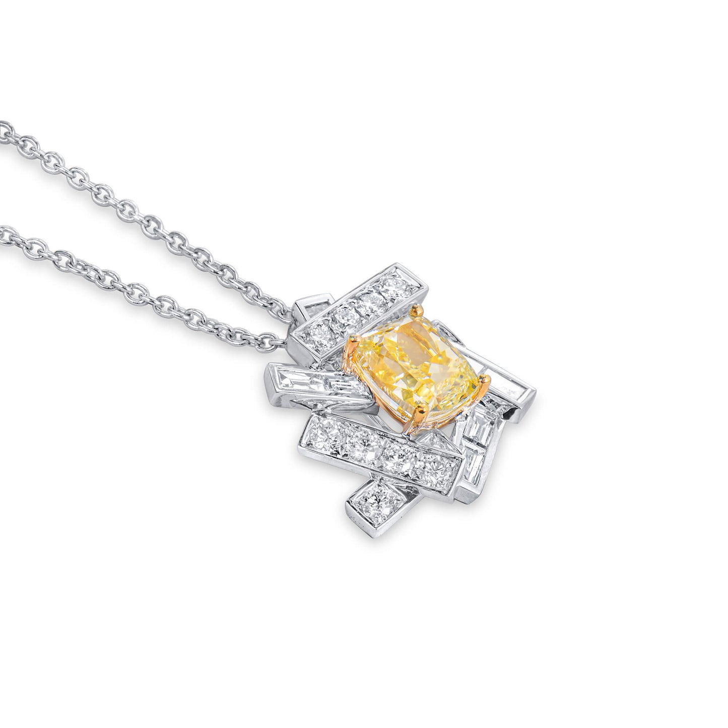 Fancy Yellow Diamond Pendant, 4.55 Ct. TW, Cushion shape, GIA Certified