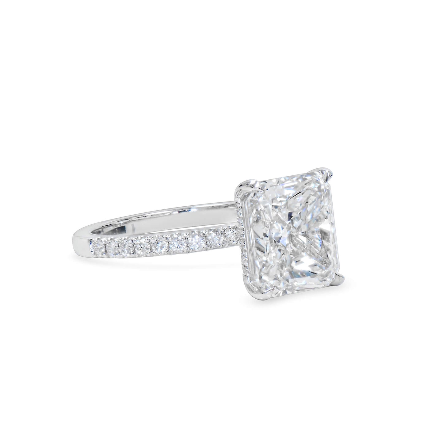 Natural 5.16 Ct. Radiant-Cut Diamond Solitaire Ring, 18K White Gold