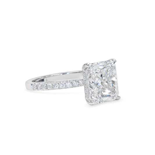 Natural Diamond Solitaire Ring, 18K White Gold, Radiant Shape, 5.50 Ct. TW