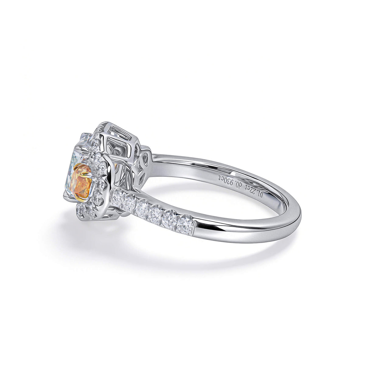 Natural Very Light Green Diamond Ring, 18K White Gold, Radiant Shape, 2.05 Ct. TW