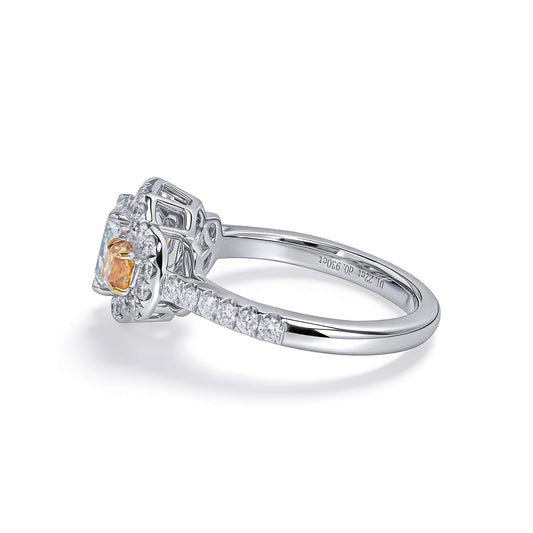 Natural Very Light Green Diamond Ring, 18K White Gold, Radiant Shape, 2.05 Ct. TW