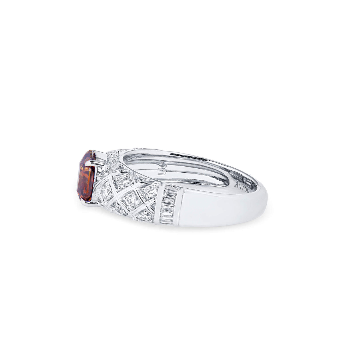 Natural Fancy Deep Yellowish Orange Diamond Ring, 18K White Gold, Radiant Shape, 1.75 Ct. TW