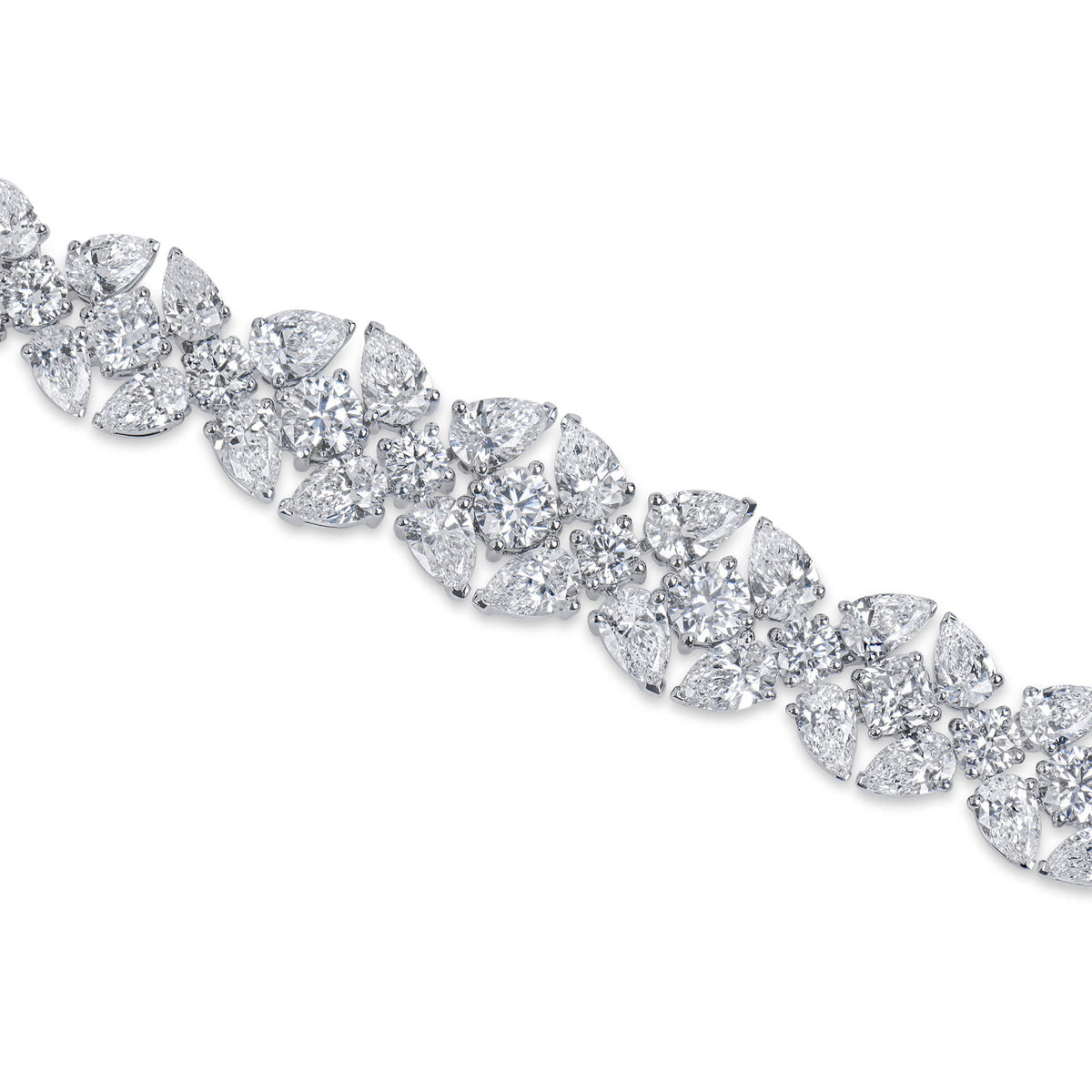 Natural Diamond Bracelet, 18K White Gold, 14.87 Ct. TW