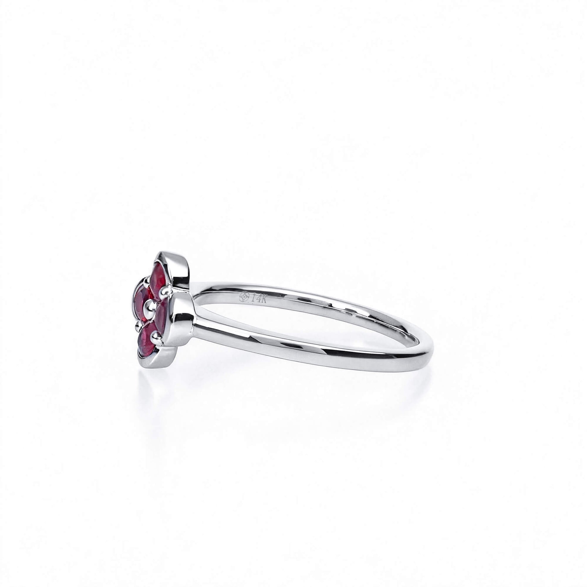 Natural 0.41 Ct. TW Ruby Clover Ring, 14K White Gold