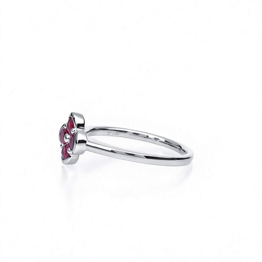 Natural 0.41 Ct. TW Ruby Clover Ring, 14K White Gold