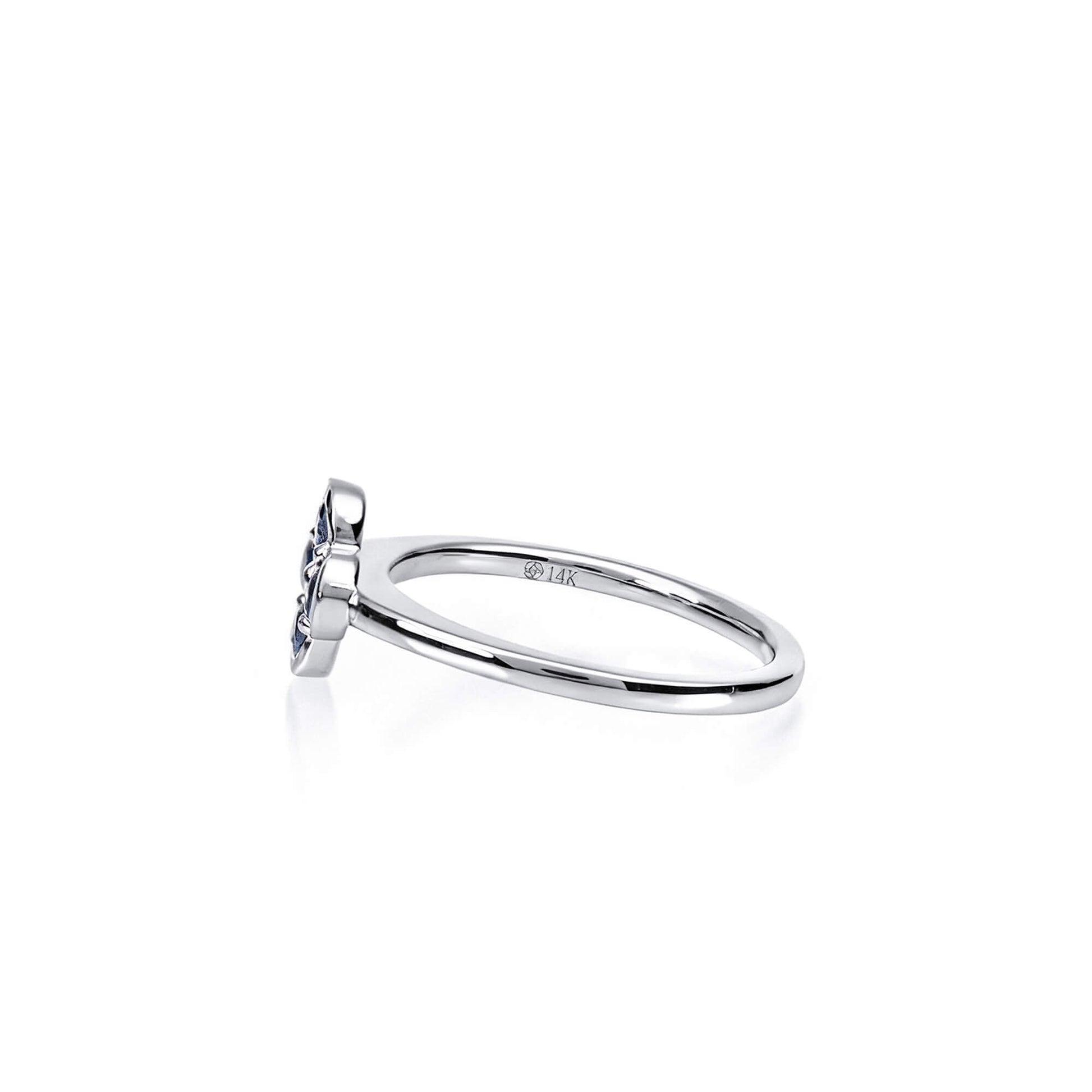 Natural 0.42 Ct. TW Sapphire Clover Ring, 14K White Gold