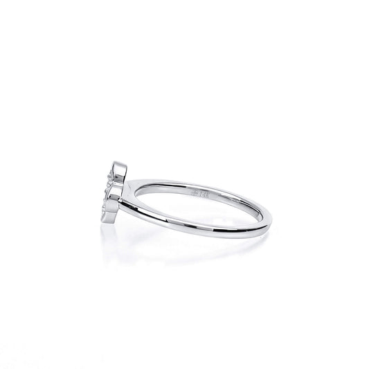 Natural 0.33 Ct. TW Diamond Clover Ring, 14K White Gold