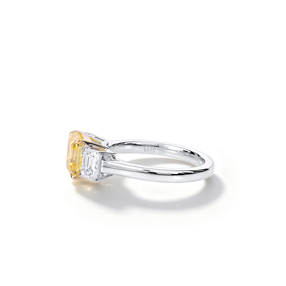 Natural 3.20 Ct. TW Yellow Asscher-Cut Diamond Ring, 18K White & Yellow Gold