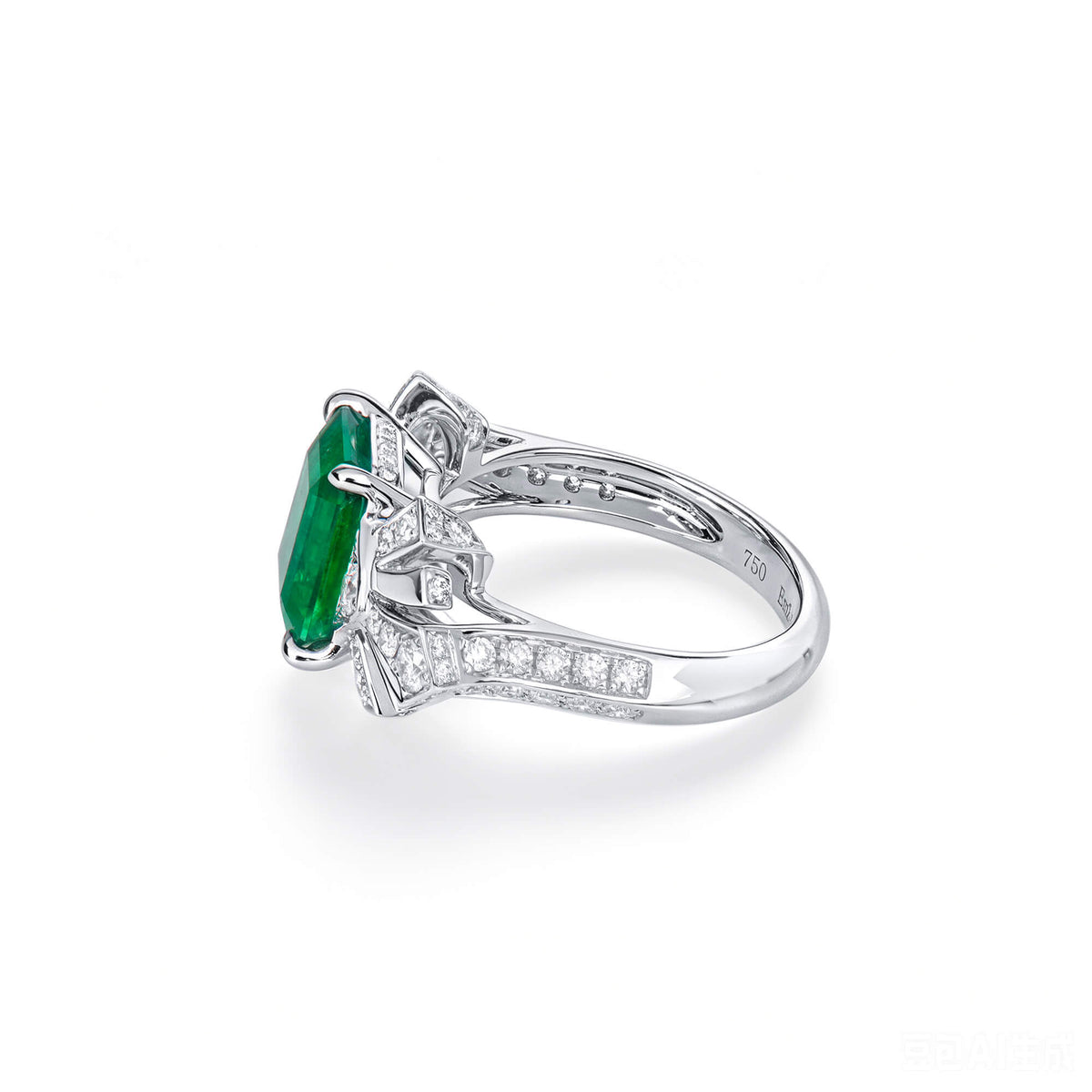 Natural 3.44 Ct. TW Asscher-Cut Colombian Emerald & Diamond Ring, 18K White Gold