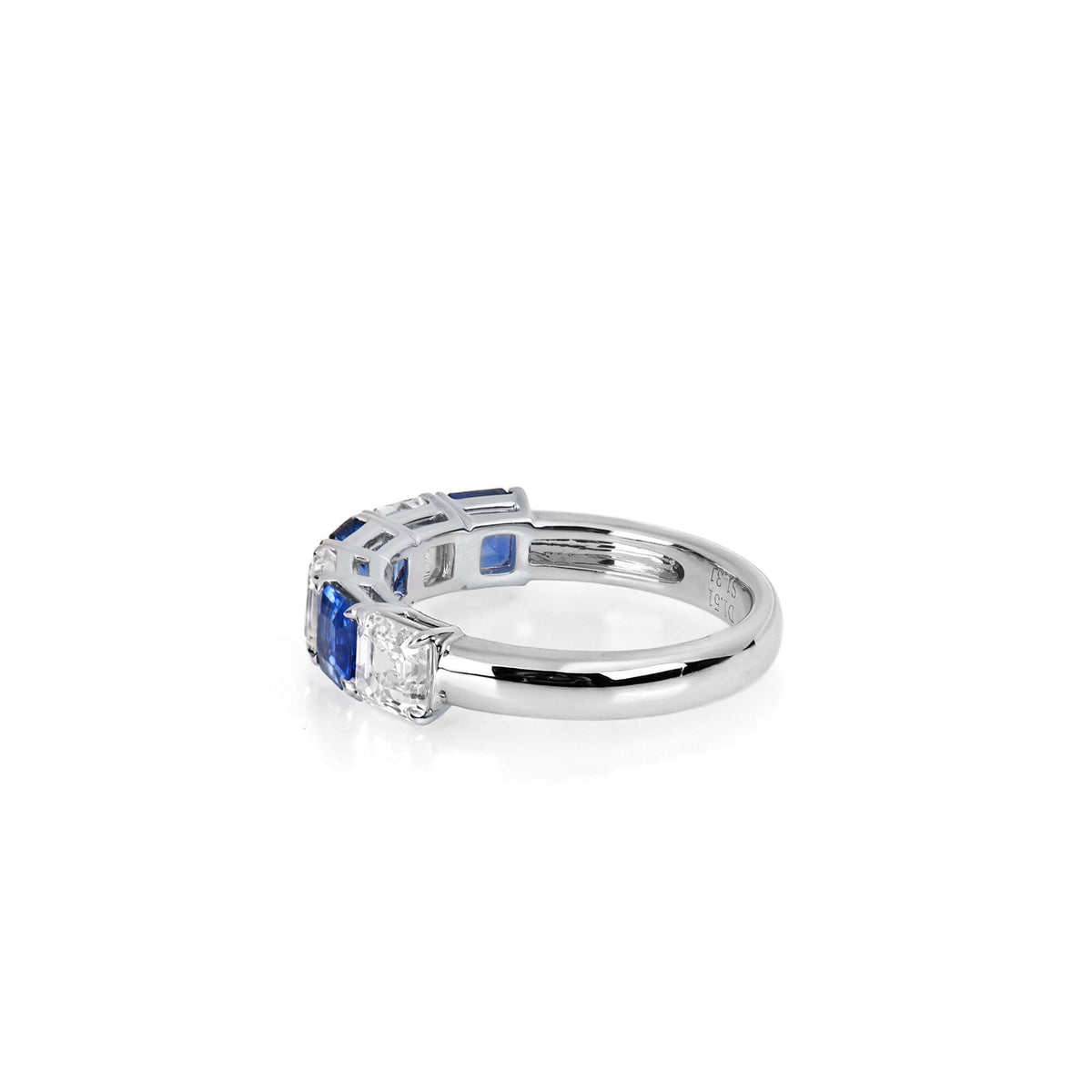 Natural 2.82 Ct. TW Asscher-Cut Sapphire & Diamond Ring, 18K White Gold
