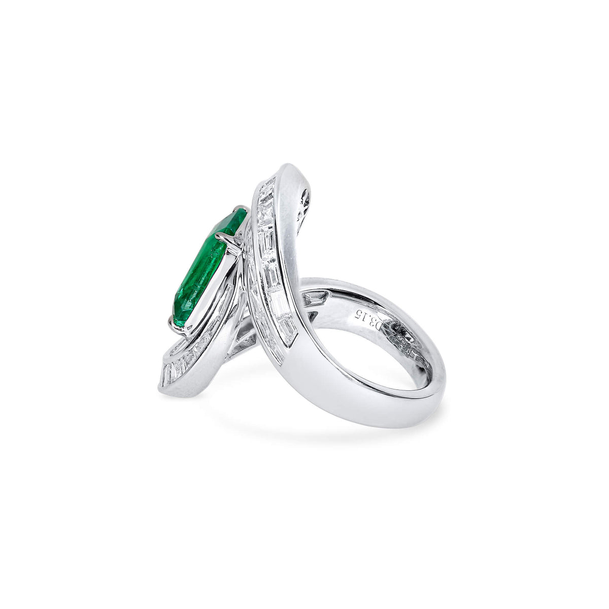 Natural 6.57 Ct. TW Asscher-Cut Colombian Emerald & Diamond Ring, 18K White Gold