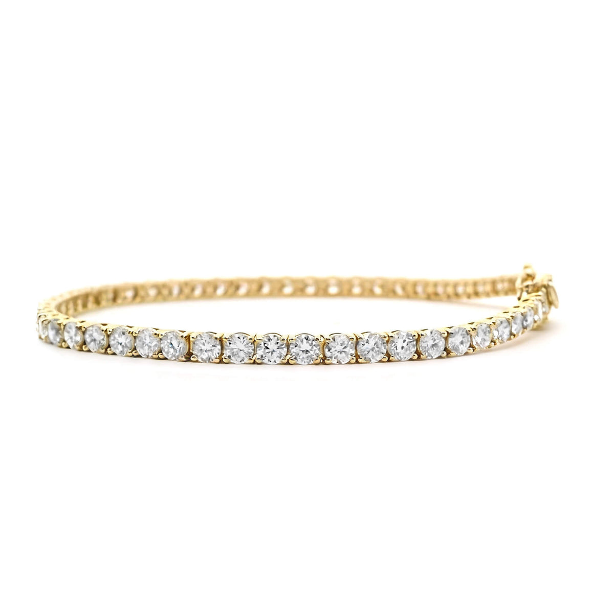 Natural 5.71 Ct. TW Round-Cut Diamond Tennis Bracelet, 14K Yellow Gold