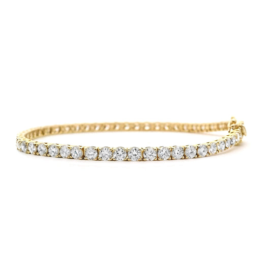 Natural 5.71 Ct. TW Round-Cut Diamond Tennis Bracelet, 14K Yellow Gold