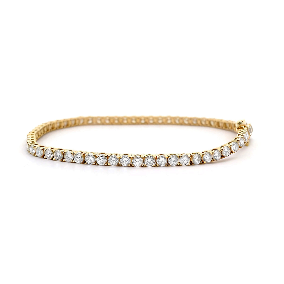 Natural 4.91 Ct. TW Round-Cut Diamond Tennis Bracelet, 14K Yellow Gold
