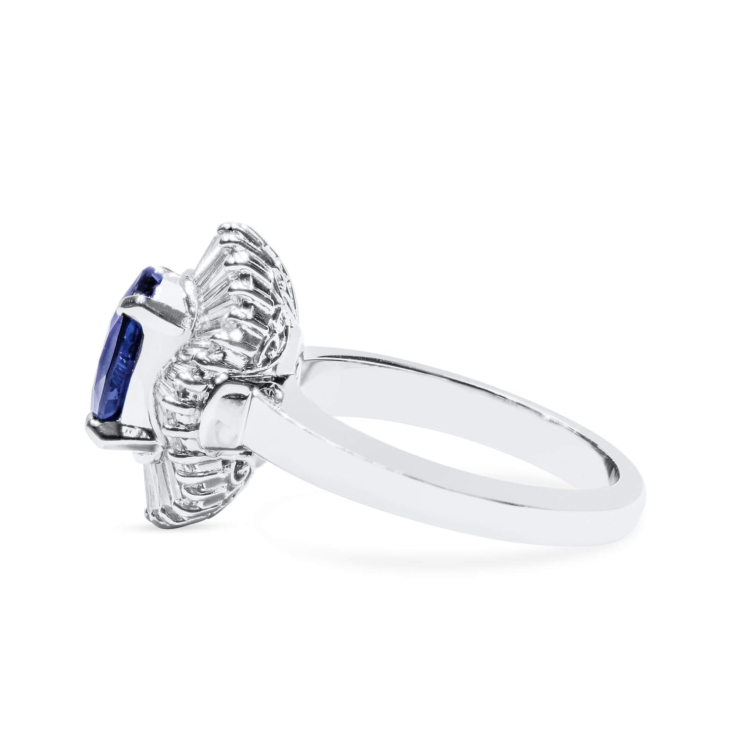 Natural 2.82 Ct. Oval-Cut Blue Sapphire & Diamond Halo Ring, 900 Platinum