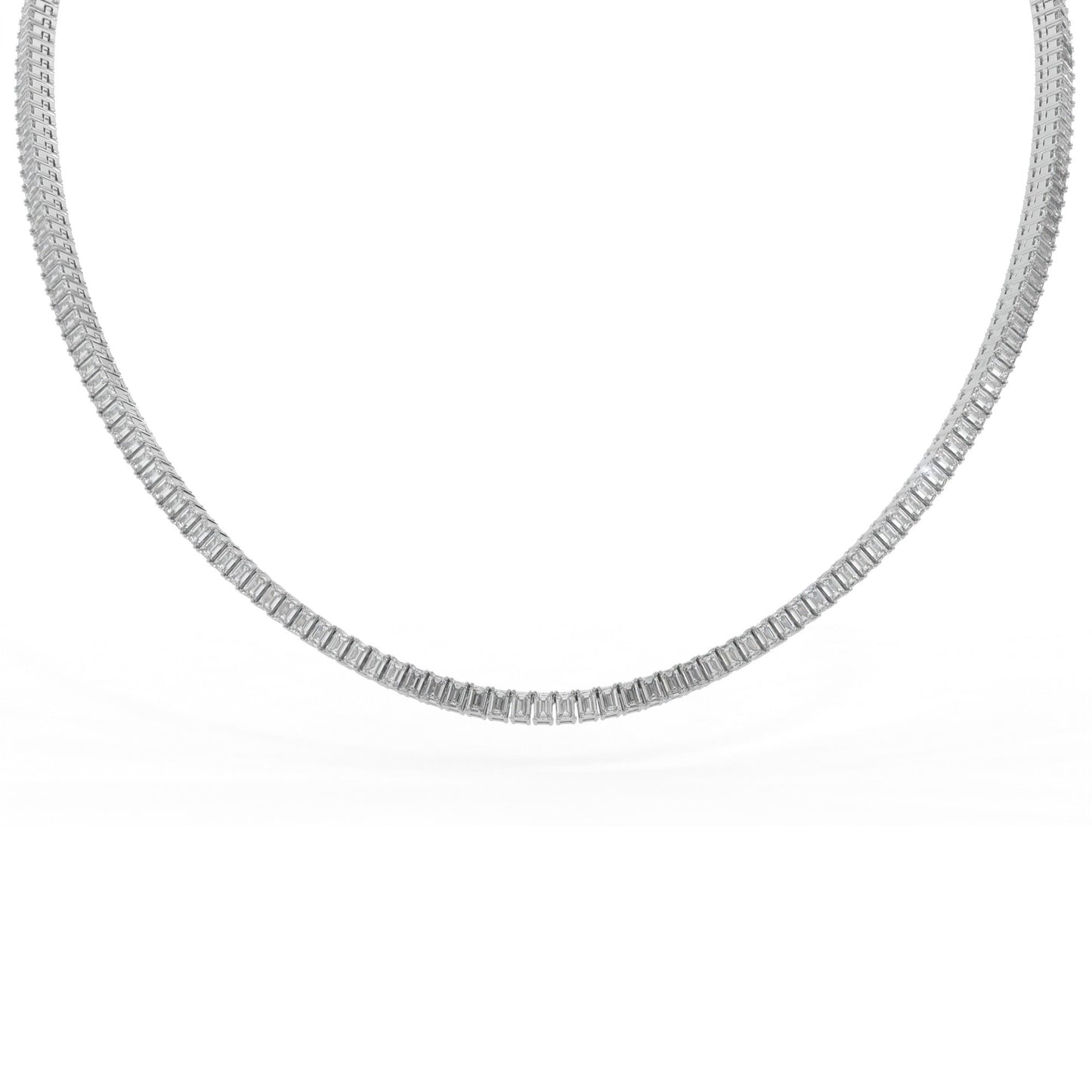 Emerald shape diamond tennis necklace, 16.0 Ct. TW