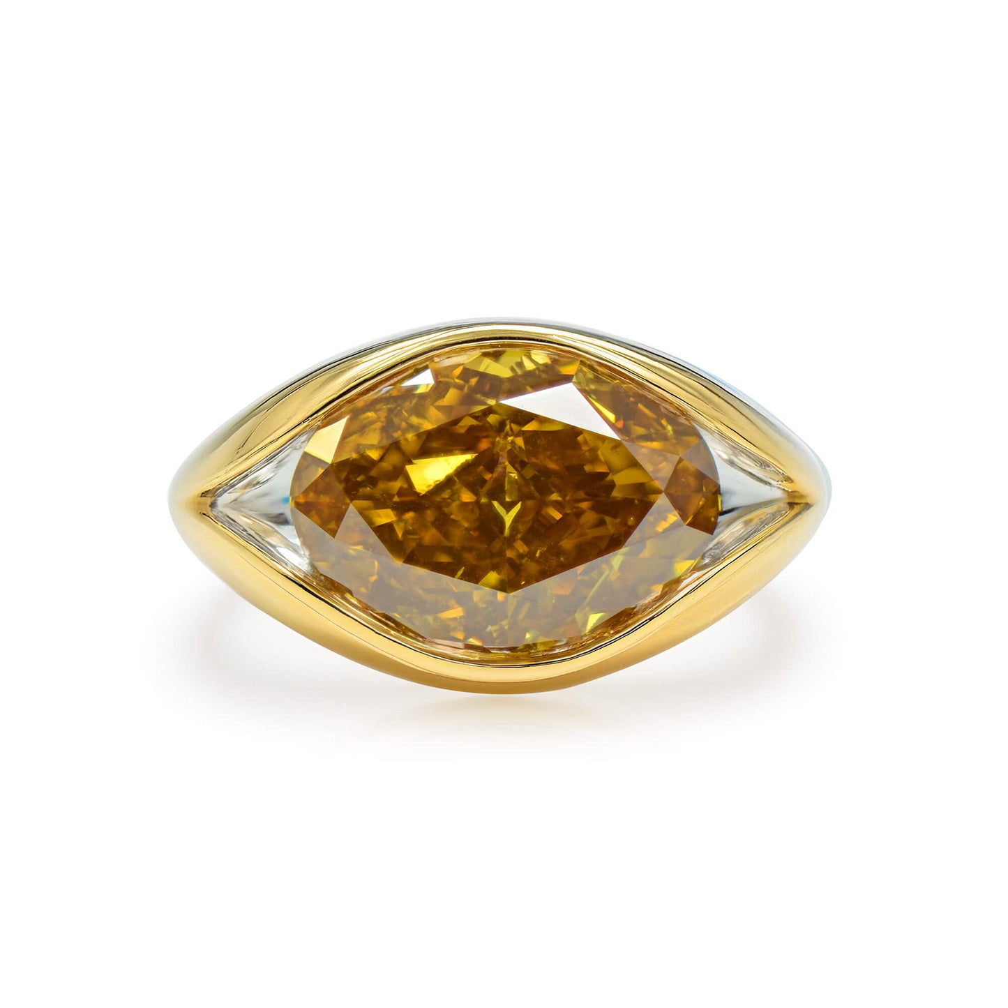 Fancy Deep Brownish Orangy Yellow Diamond Ring, 7.23 Ct. TW, Oval shape, GIA Certified