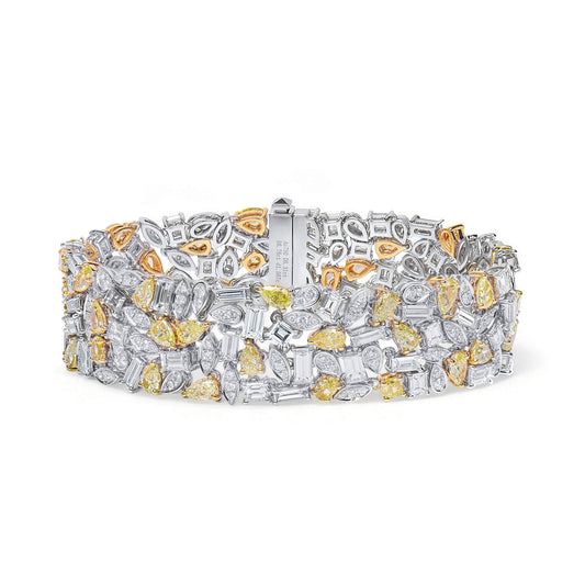 Fancy Yellow Diamond Bracelet, 18.64 Ct. TW, Mix shape