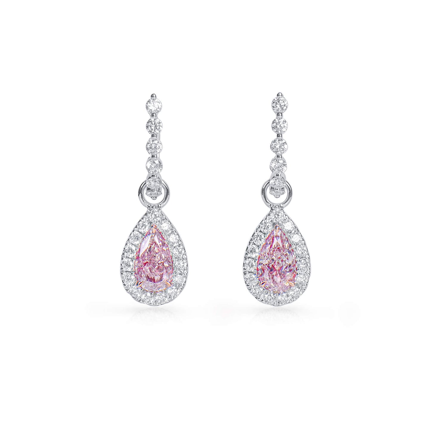 Light Pink Diamond Earrings, 1.60 Ct. TW, Pear shape, GIA Certified