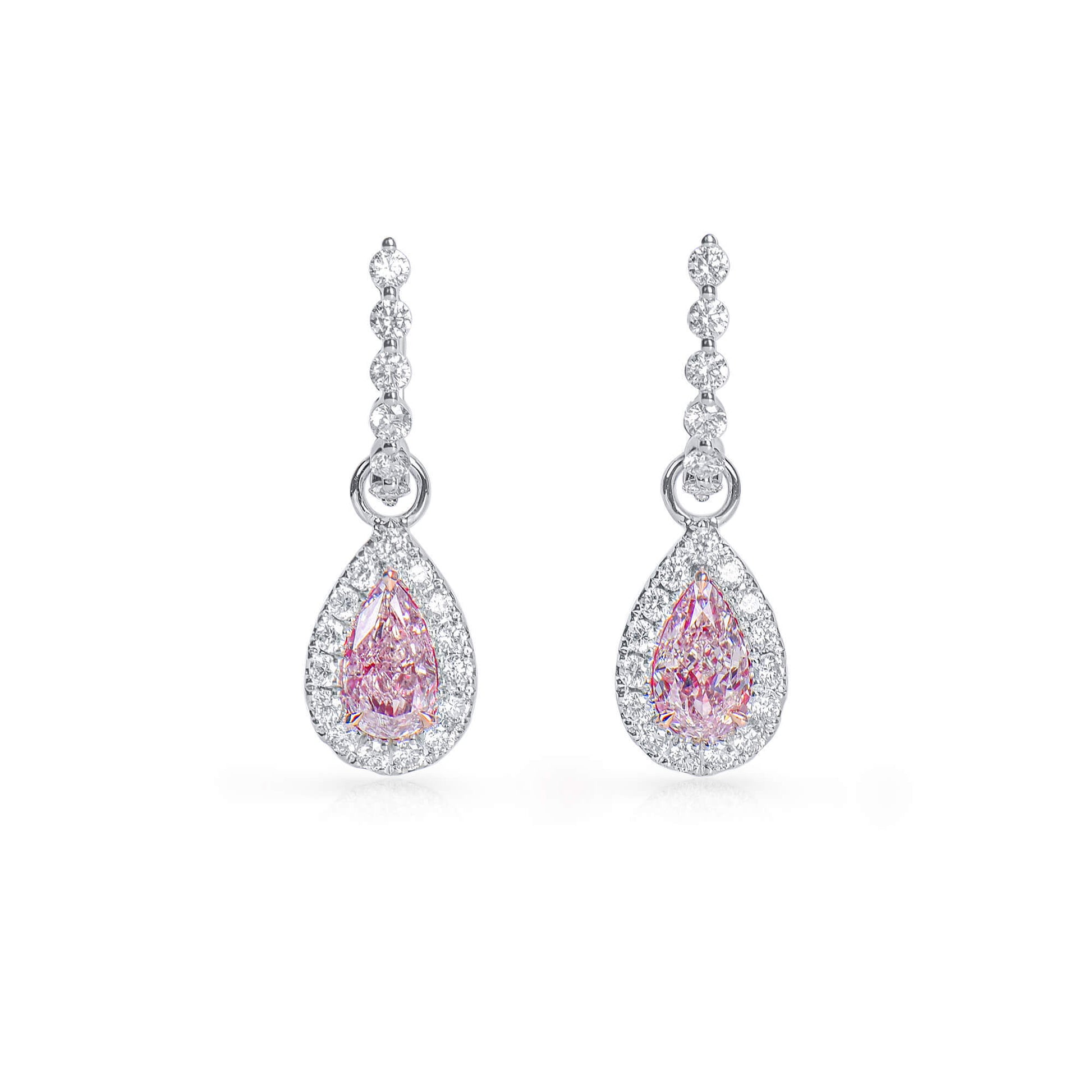 Light Pink Diamond Earrings, 1.60 Ct. TW, Pear shape, GIA Certified