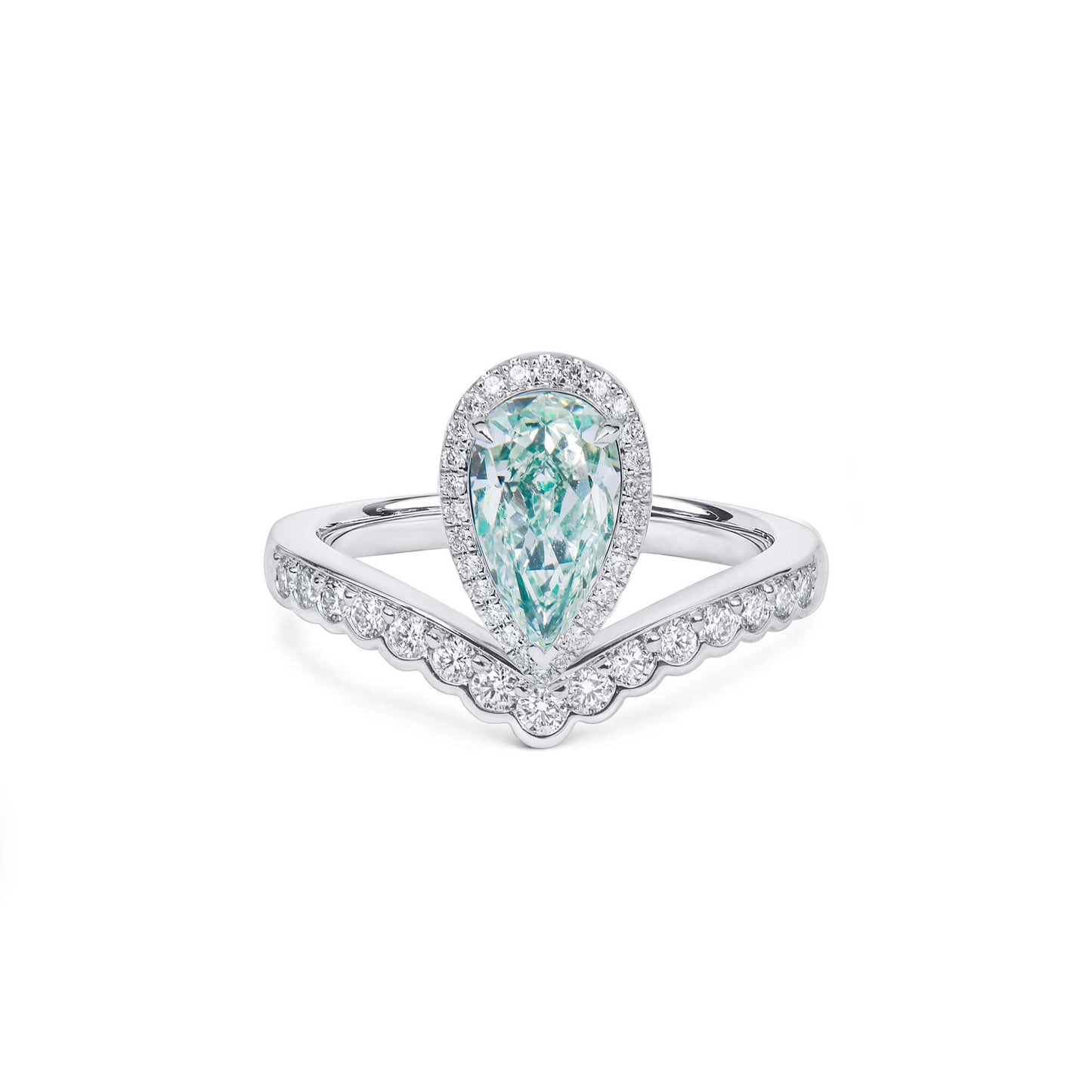 Fancy Light Yellowish Green Diamond Ring, 1.51 Ct. TW, Pear shape, GIA Certified