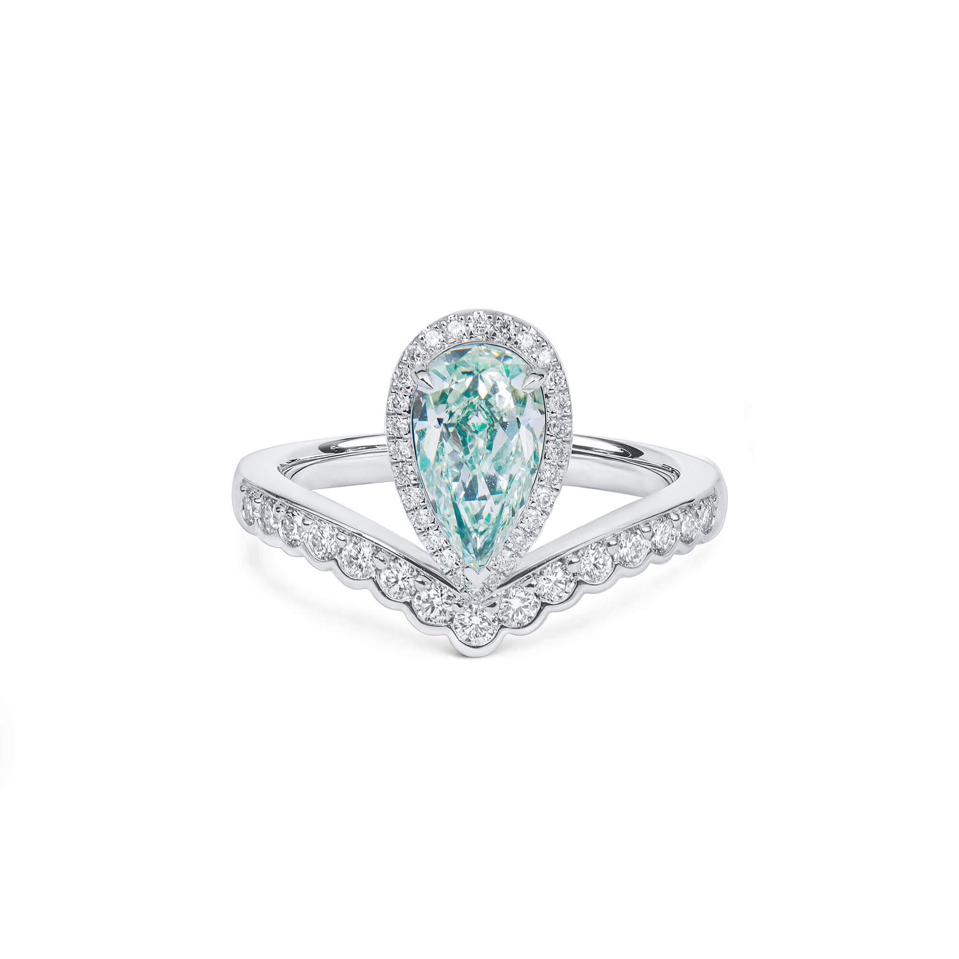 Fancy Light Yellowish Green Diamond Ring, 1.51 Ct. TW, Pear shape, GIA Certified