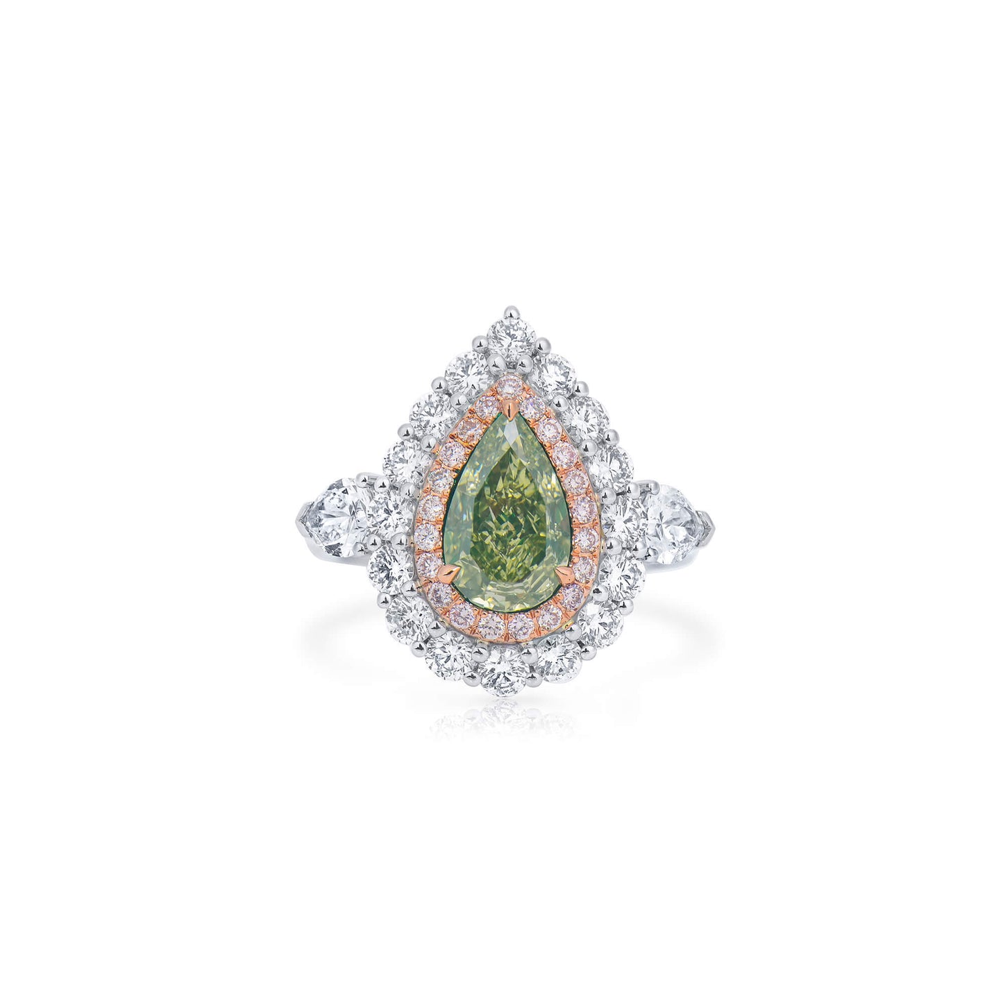 Fancy Grayish Greenish Yellow Diamond Ring, 3.84 Ct. TW, Pear shape, GIA Certified