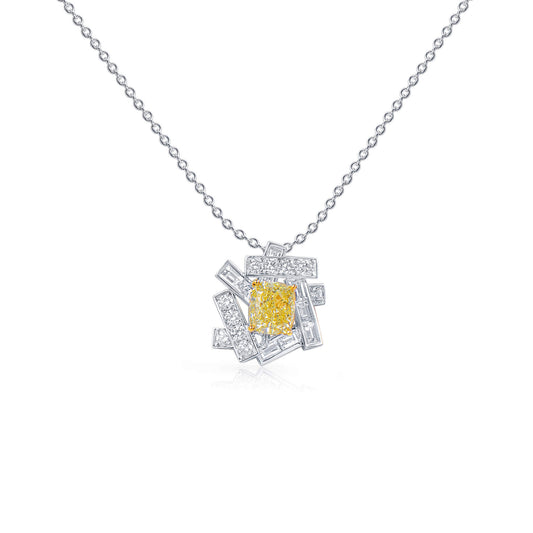 Fancy Yellow Diamond Pendant, 4.55 Ct. TW, Cushion shape, GIA Certified